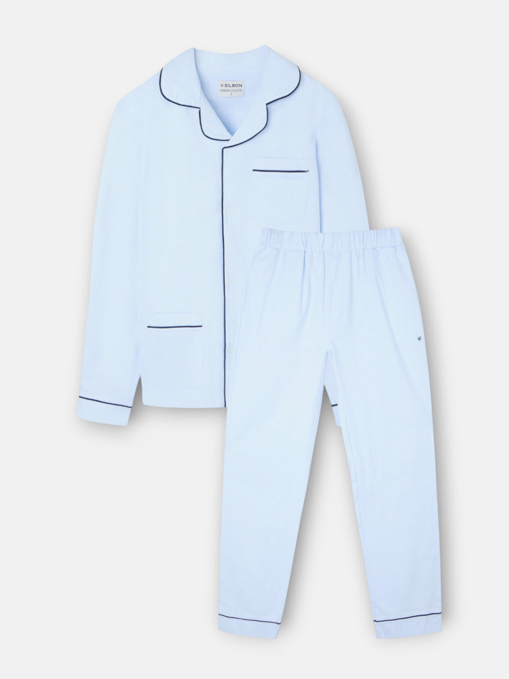 Light blue houndstooth shirt-style pajamas