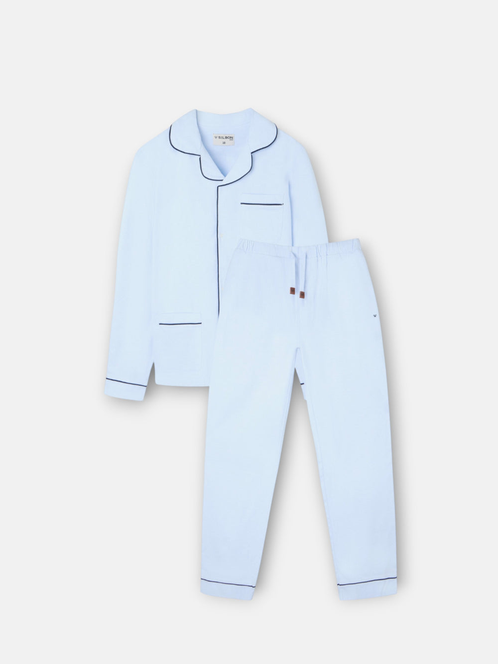 Pyjama chemise bleu clair à motif pied-de-poule pour enfants