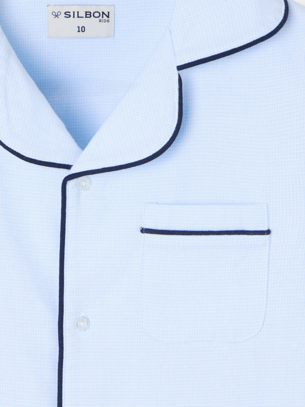 Pyjama chemise bleu clair à motif pied-de-poule pour enfants