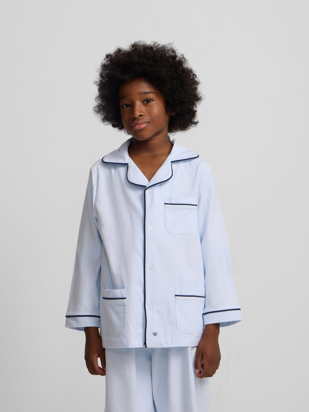 Pyjama chemise bleu clair à motif pied-de-poule pour enfants