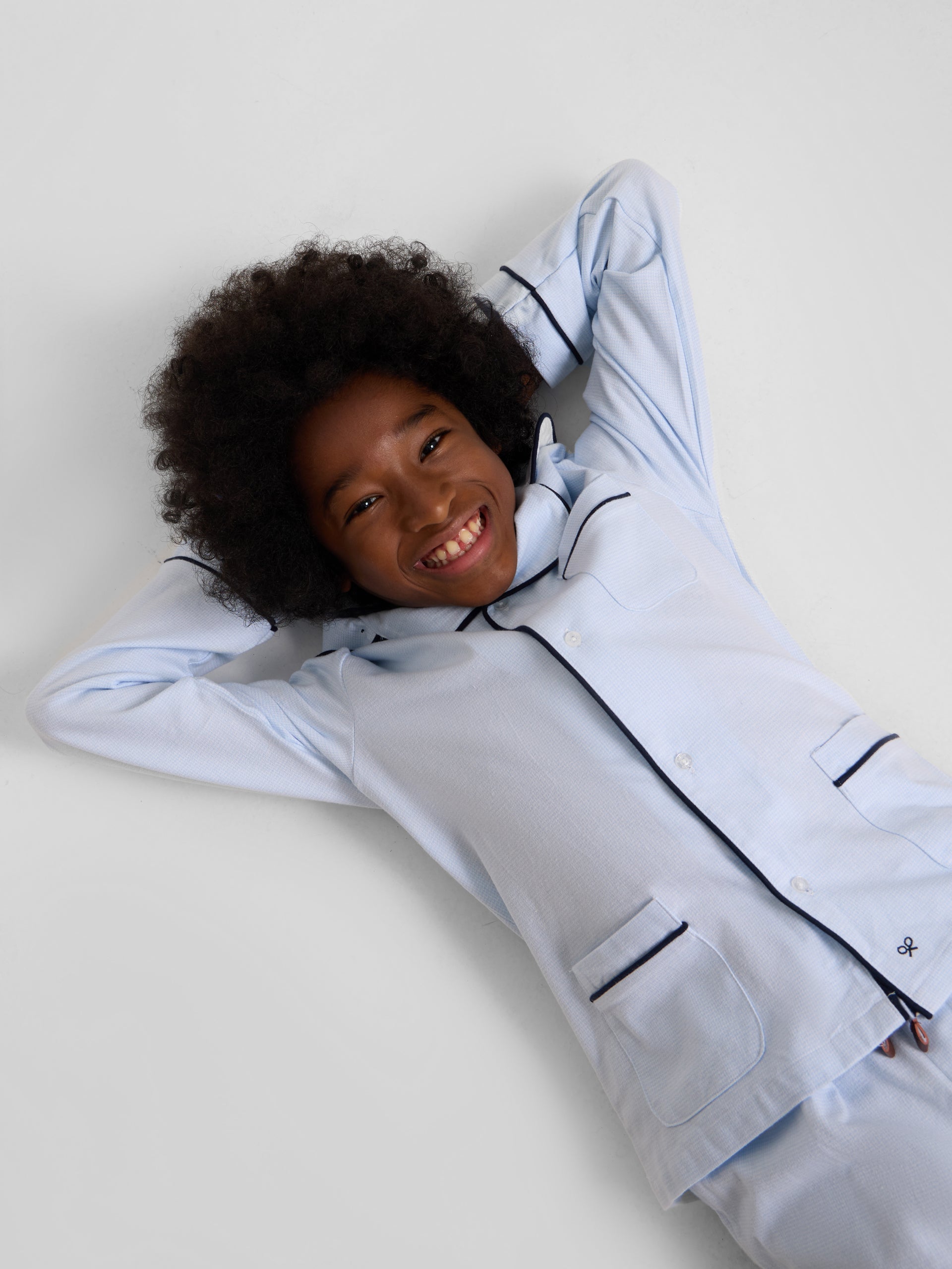 Pijama infantil camisola padrão pata de galo azul celeste