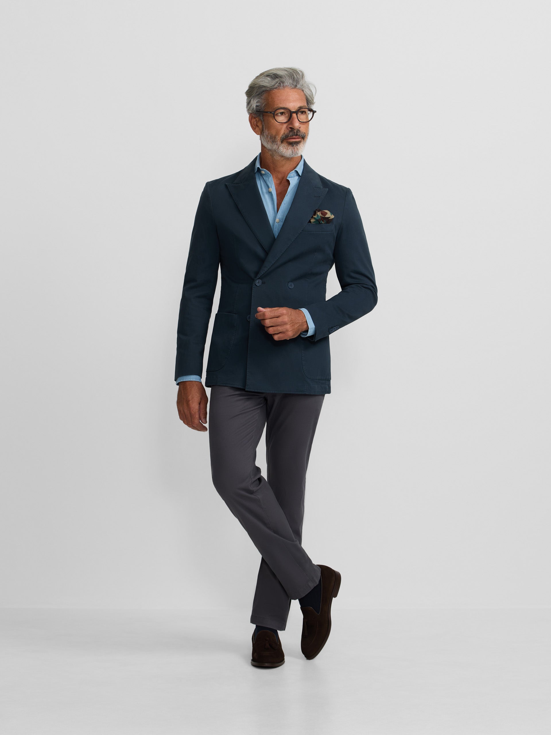 Americana casual cruzada azul