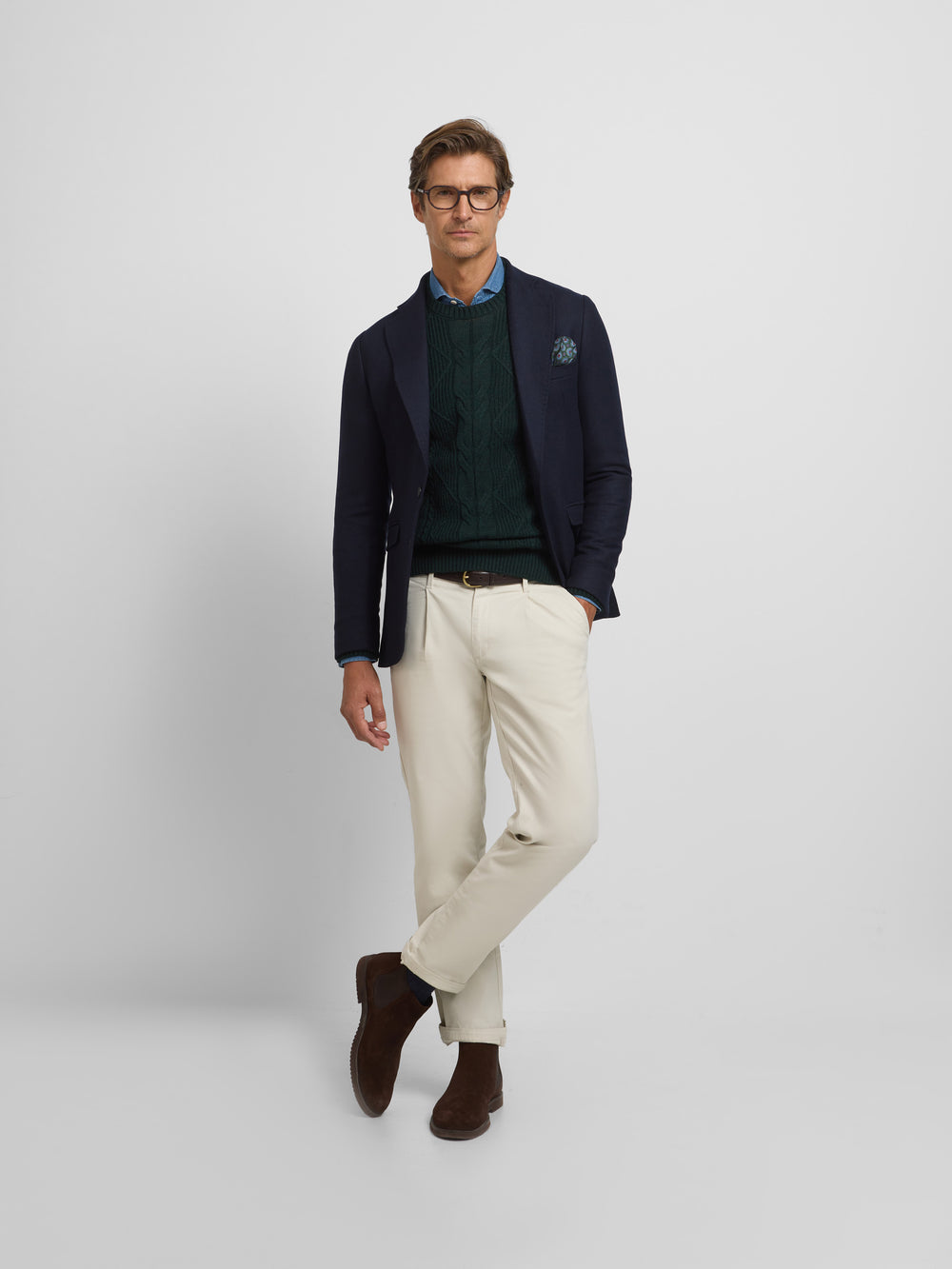 Blazer liso azul-marinho