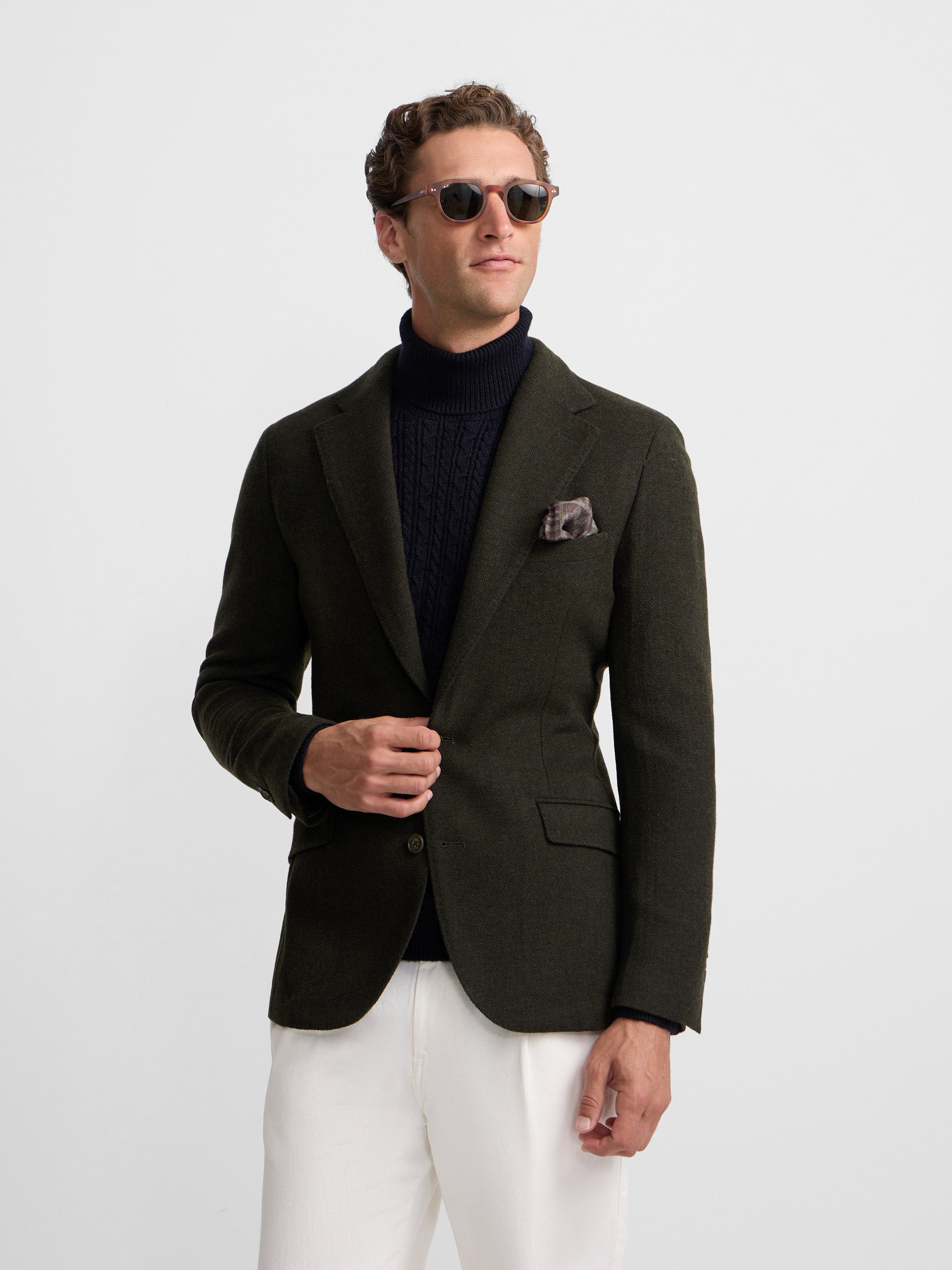 Blazer vert à chevrons