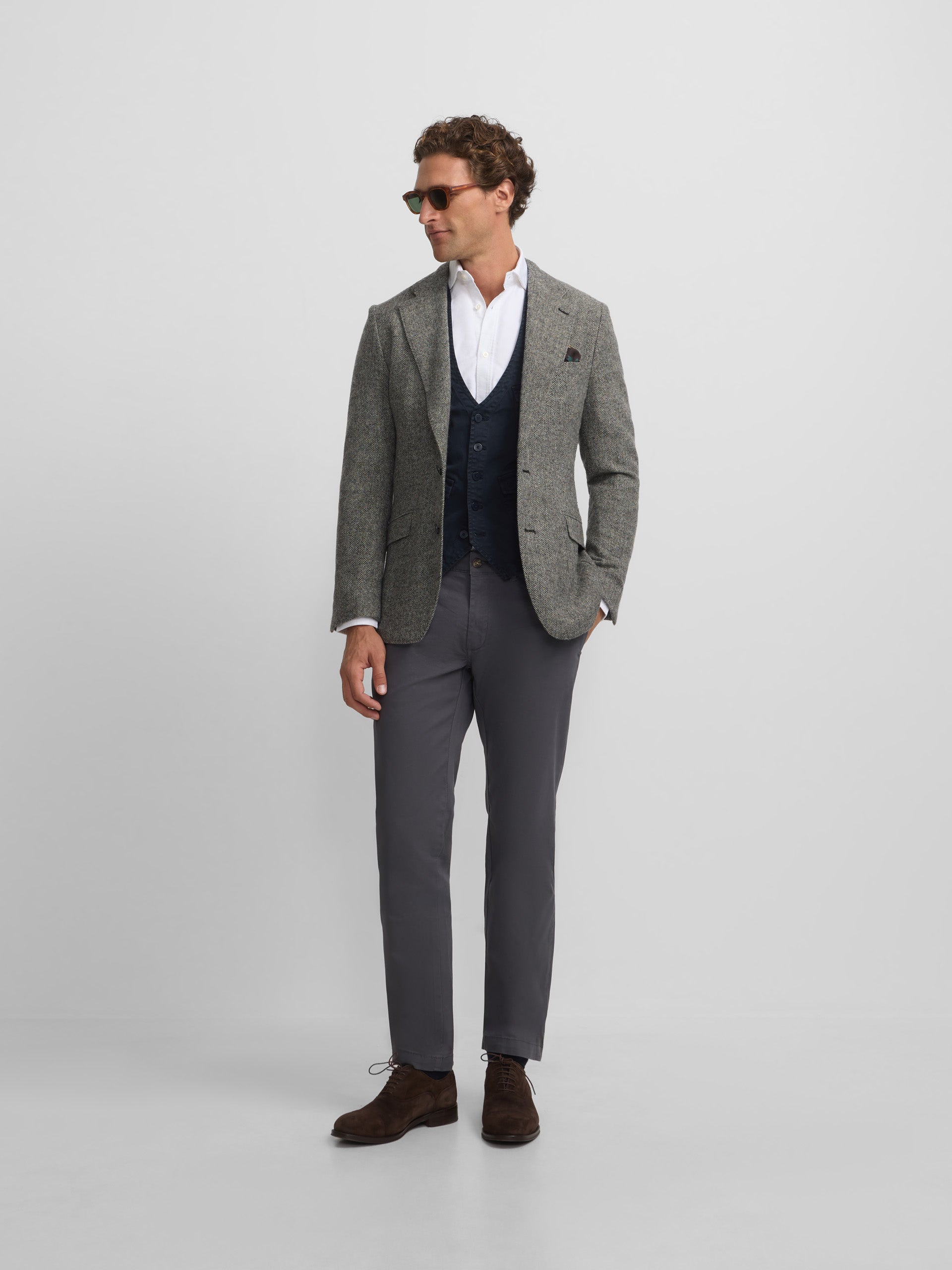 Blazer espinhado cinzento