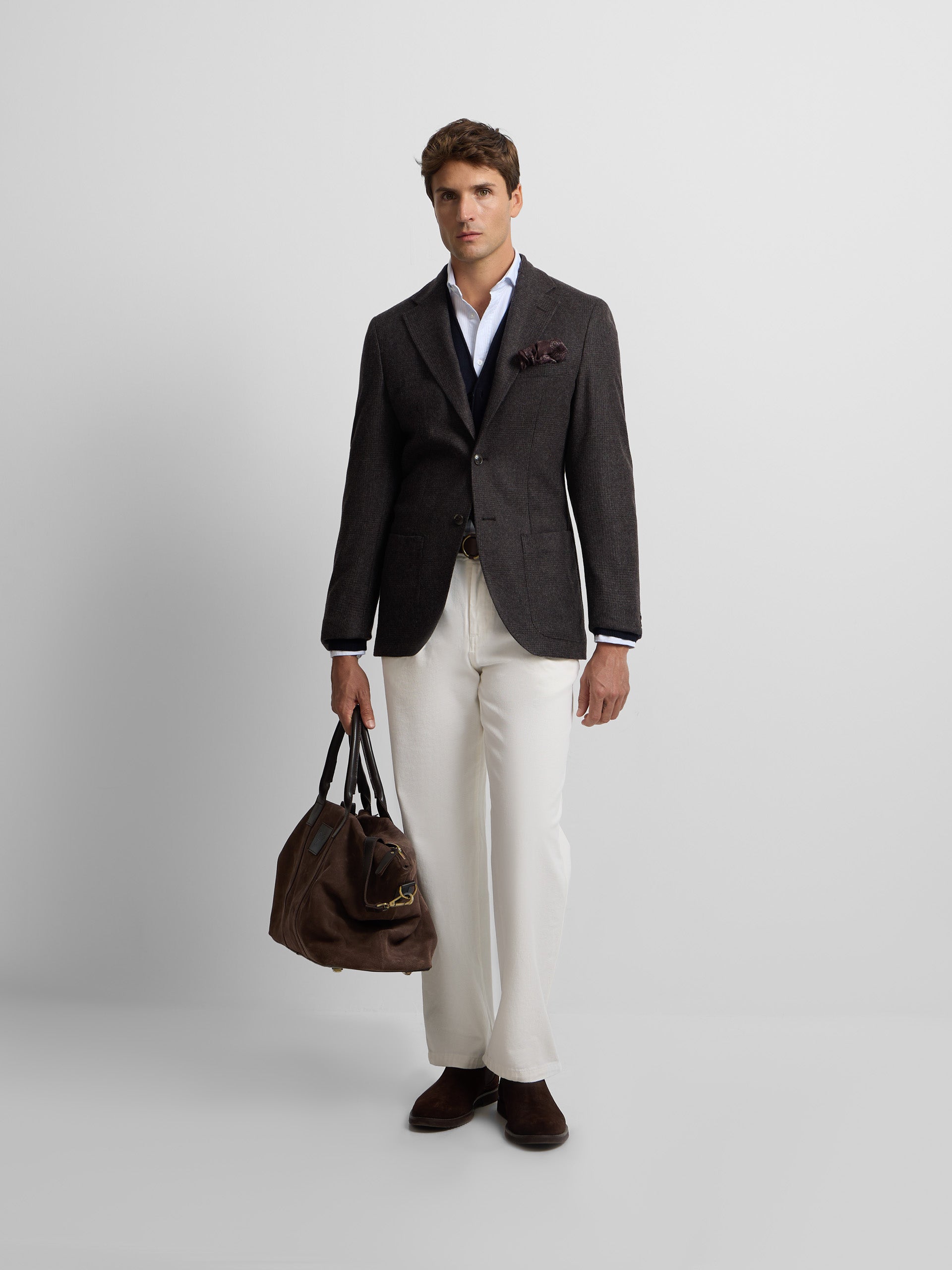 Brown Prince of Wales check blazer