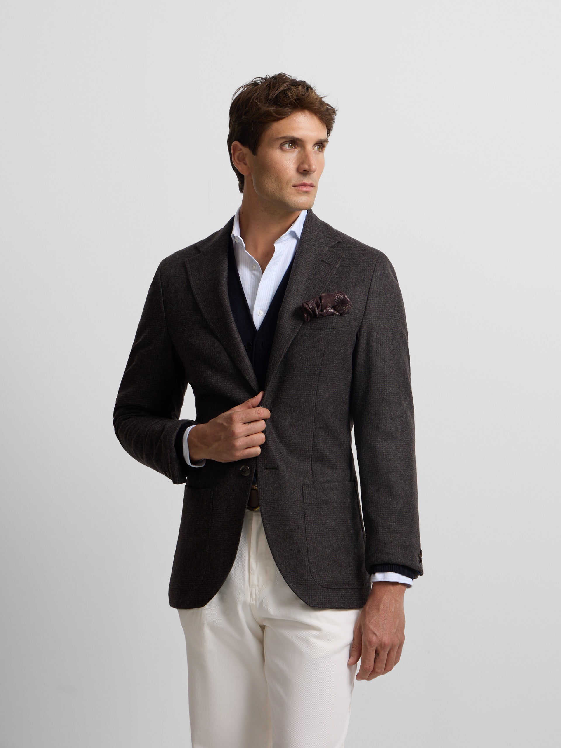 Brown Prince of Wales check blazer