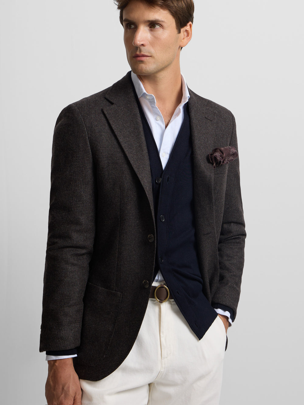 Blazer xadrez príncipe de Gales castanho