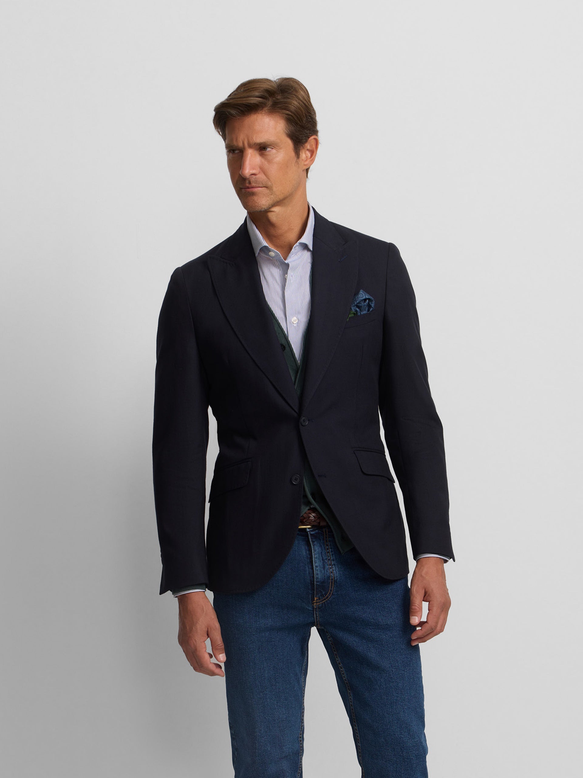 Americana espiga azul marino