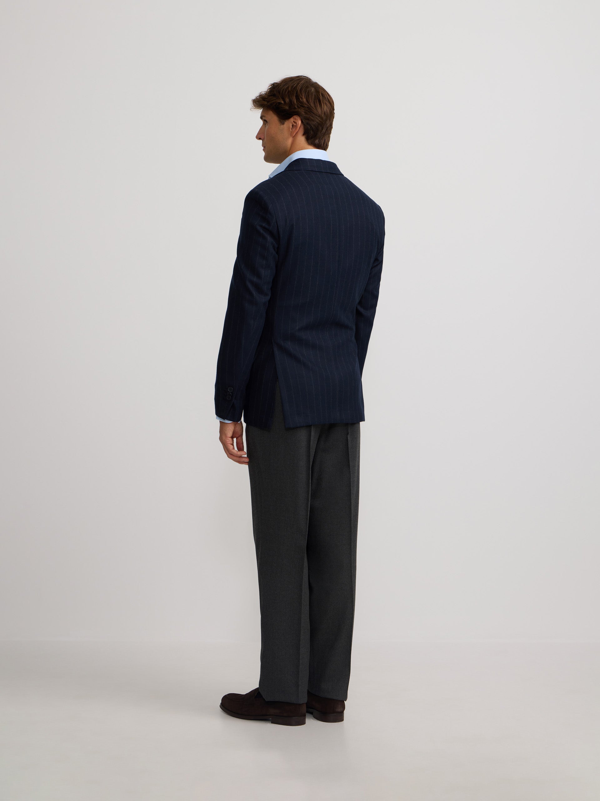 Blazer à fines rayures bleu marine