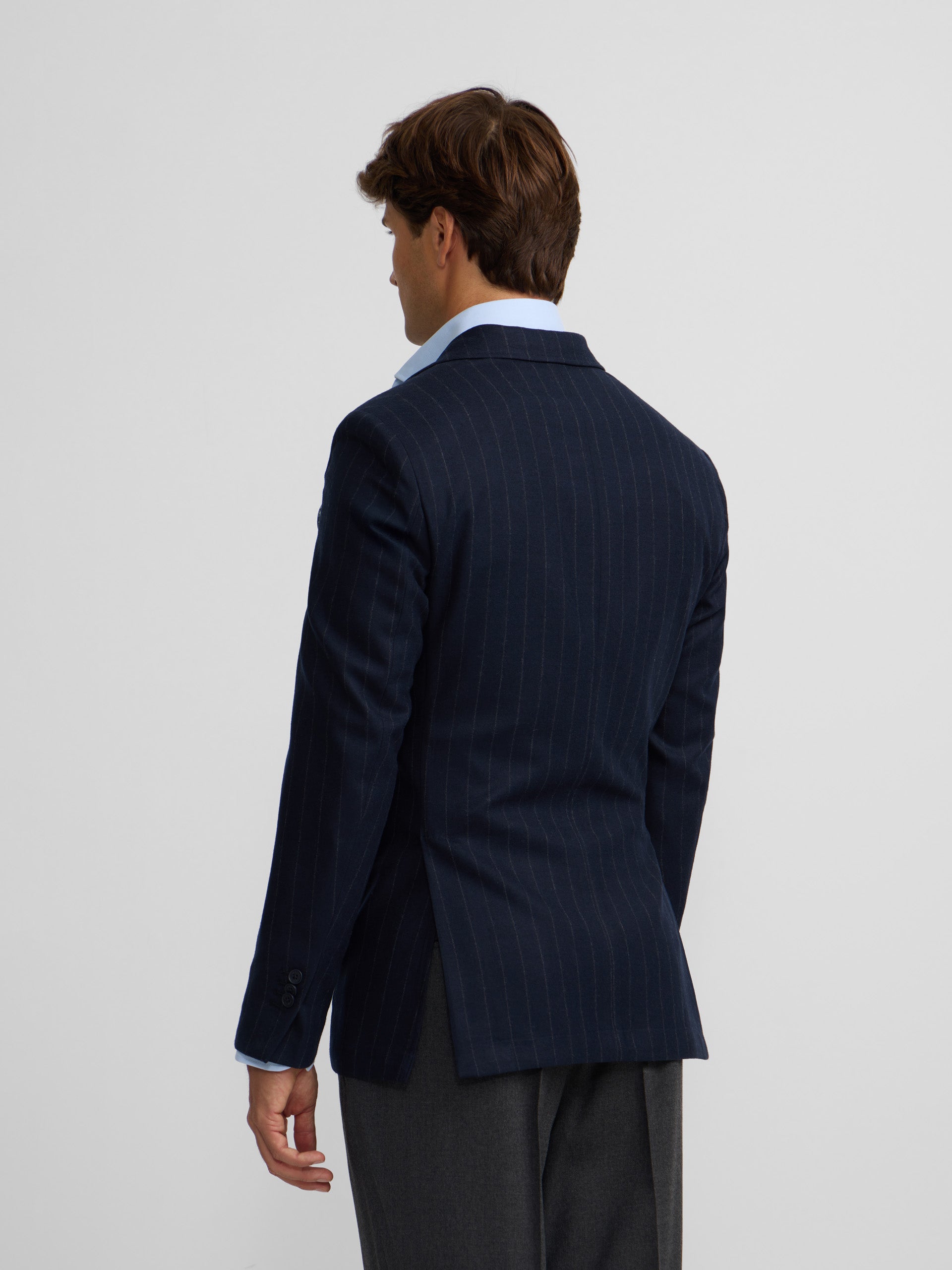 Blazer à fines rayures bleu marine