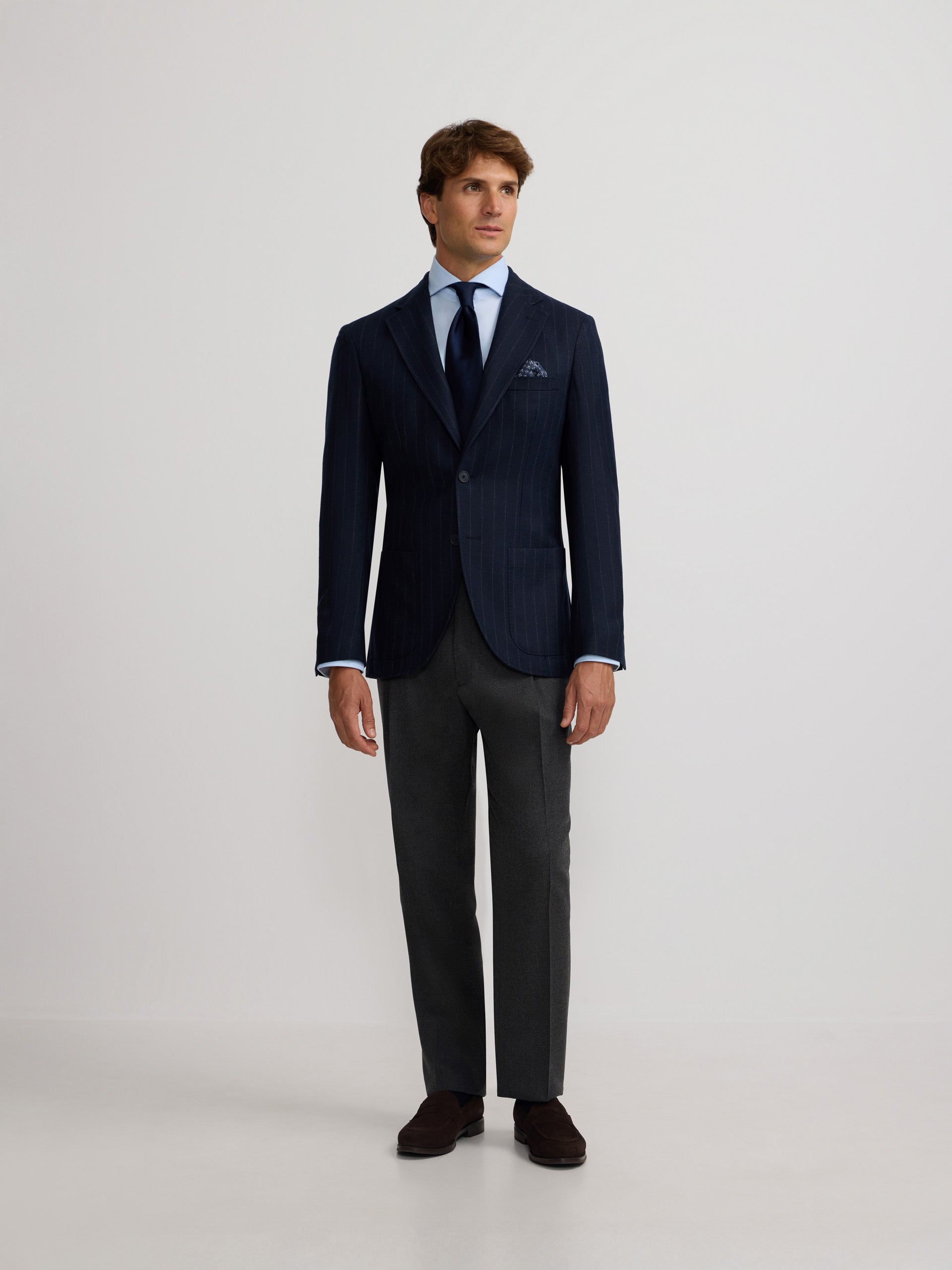 Blazer à fines rayures bleu marine