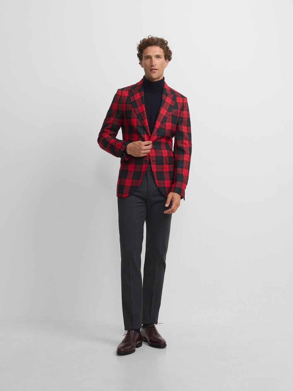 Americana cuadro tartan Ruz burdeos