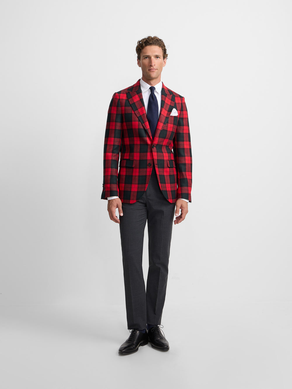 Americana cuadro tartan Ruz burdeos