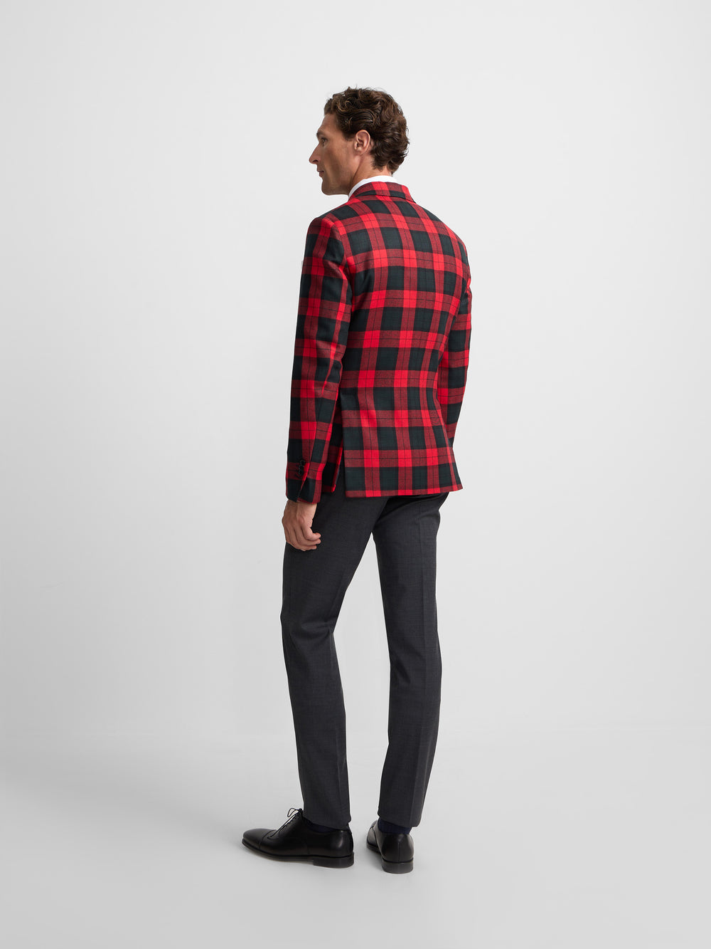 Americana cuadro tartan Ruz burdeos