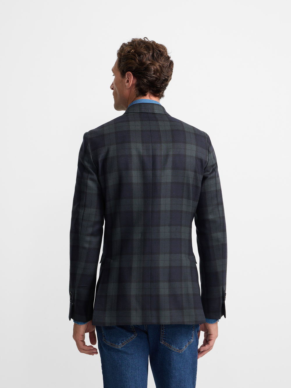 Americana cruzada cuadro tartan Ruz marino verde