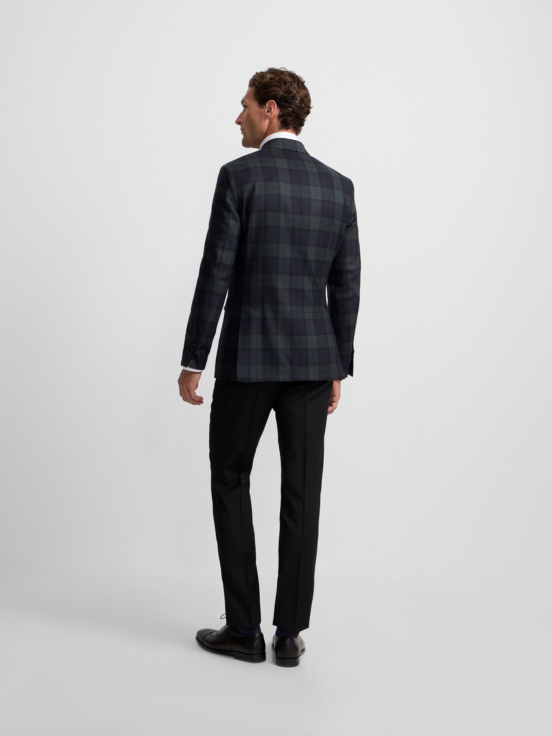 Blazer cruzado padrão tartan Ruz azul-marinho e verde