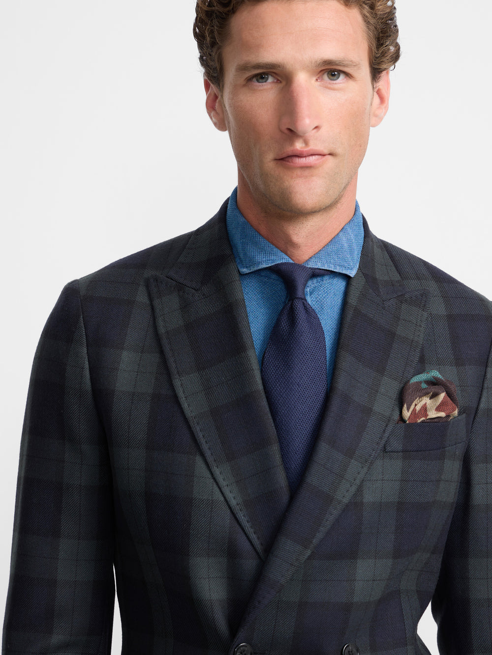 Americana cruzada cuadro tartan Ruz marino verde