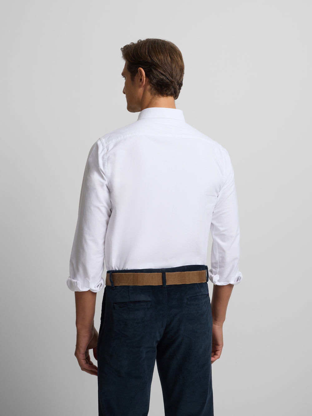 White regular fit warm oxford sport shirt