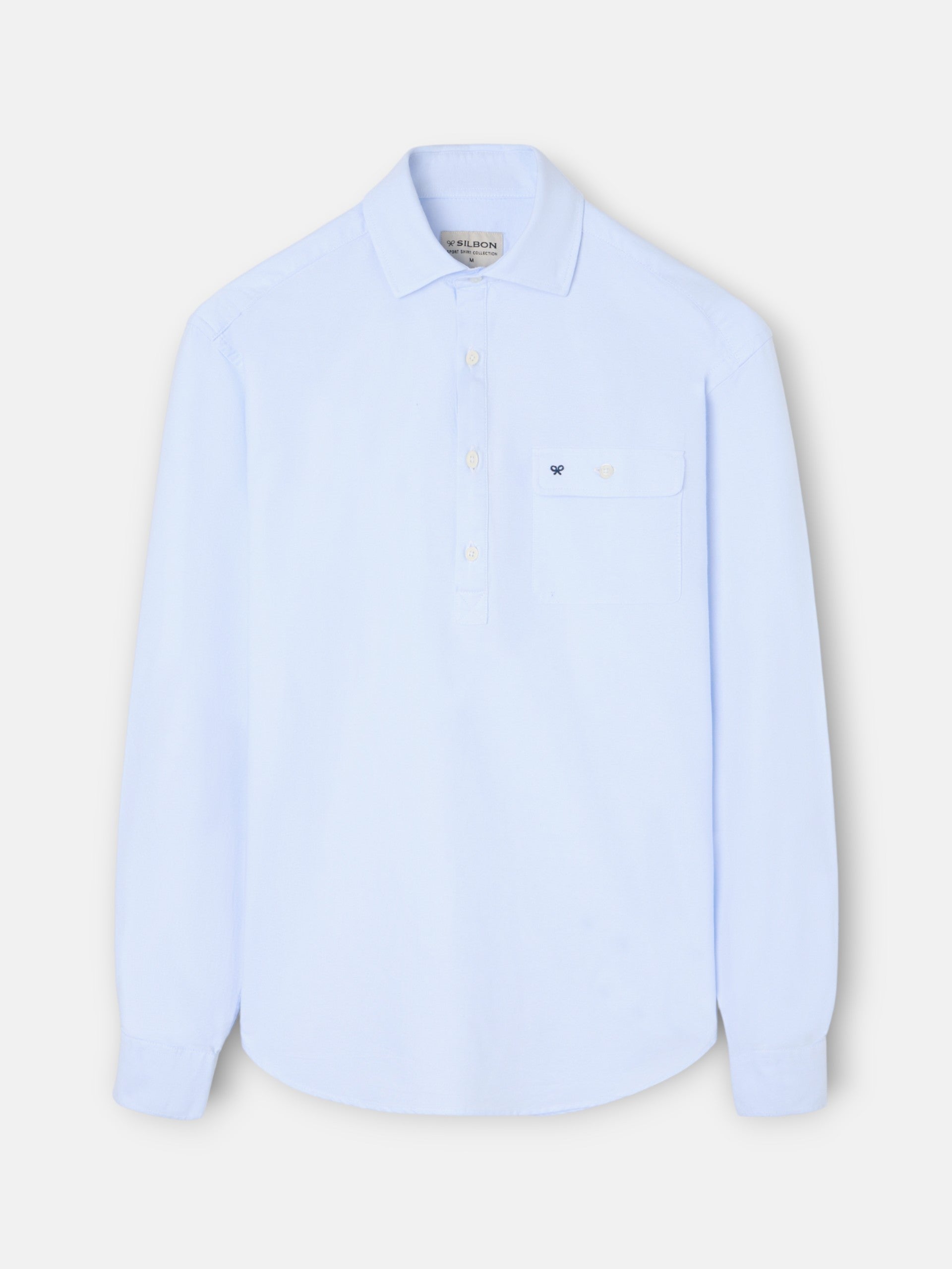 Polo sport Oxford bleu clair avec poche