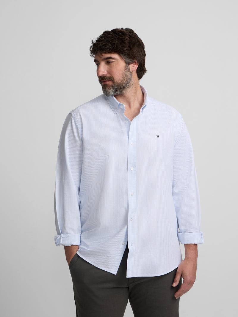 Light blue striped oxford sport shirt