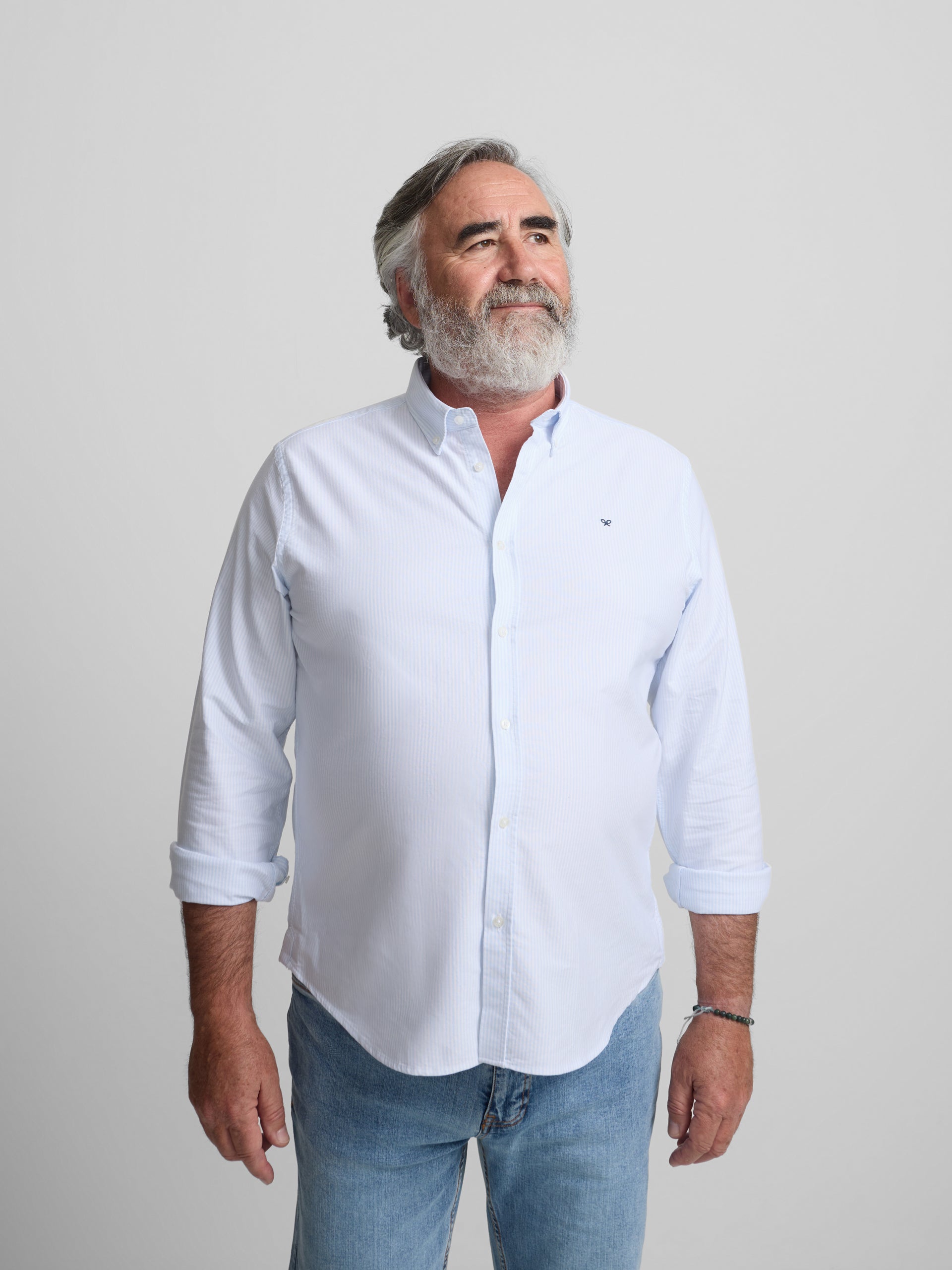 Chemise de sport Oxford à rayures bleu clair