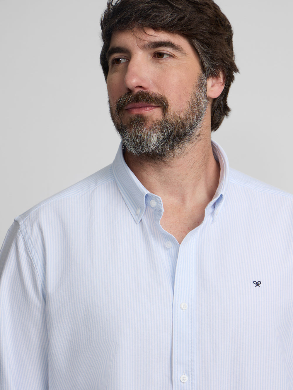 Camisa sport oxford rayas celeste