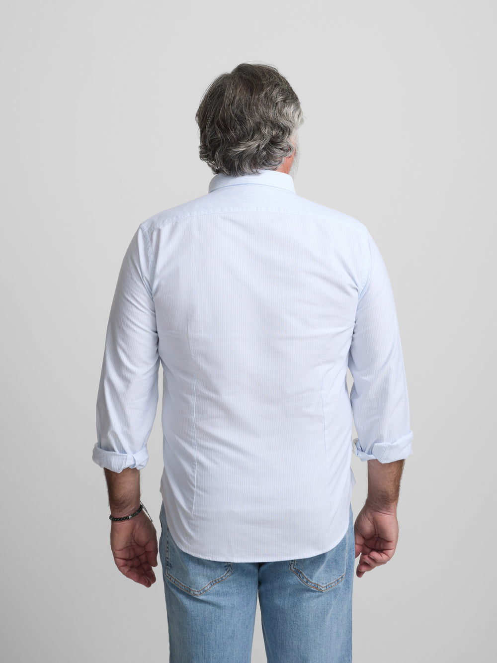 Light blue striped oxford sport shirt