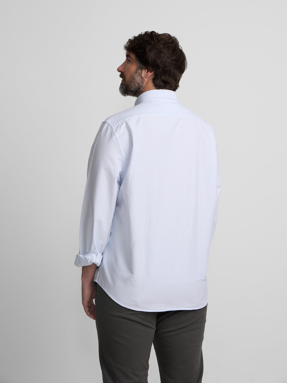 Camisa sport oxford rayas celeste