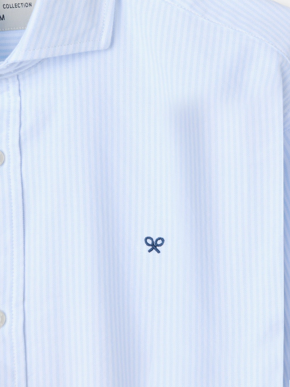 Light blue stripe cutaway oxford sport shirt