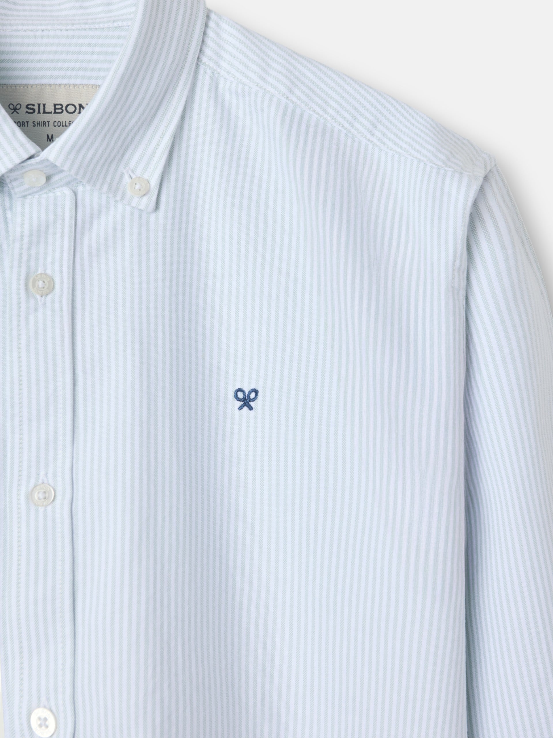 Camisa sport oxford raquete riscas verde