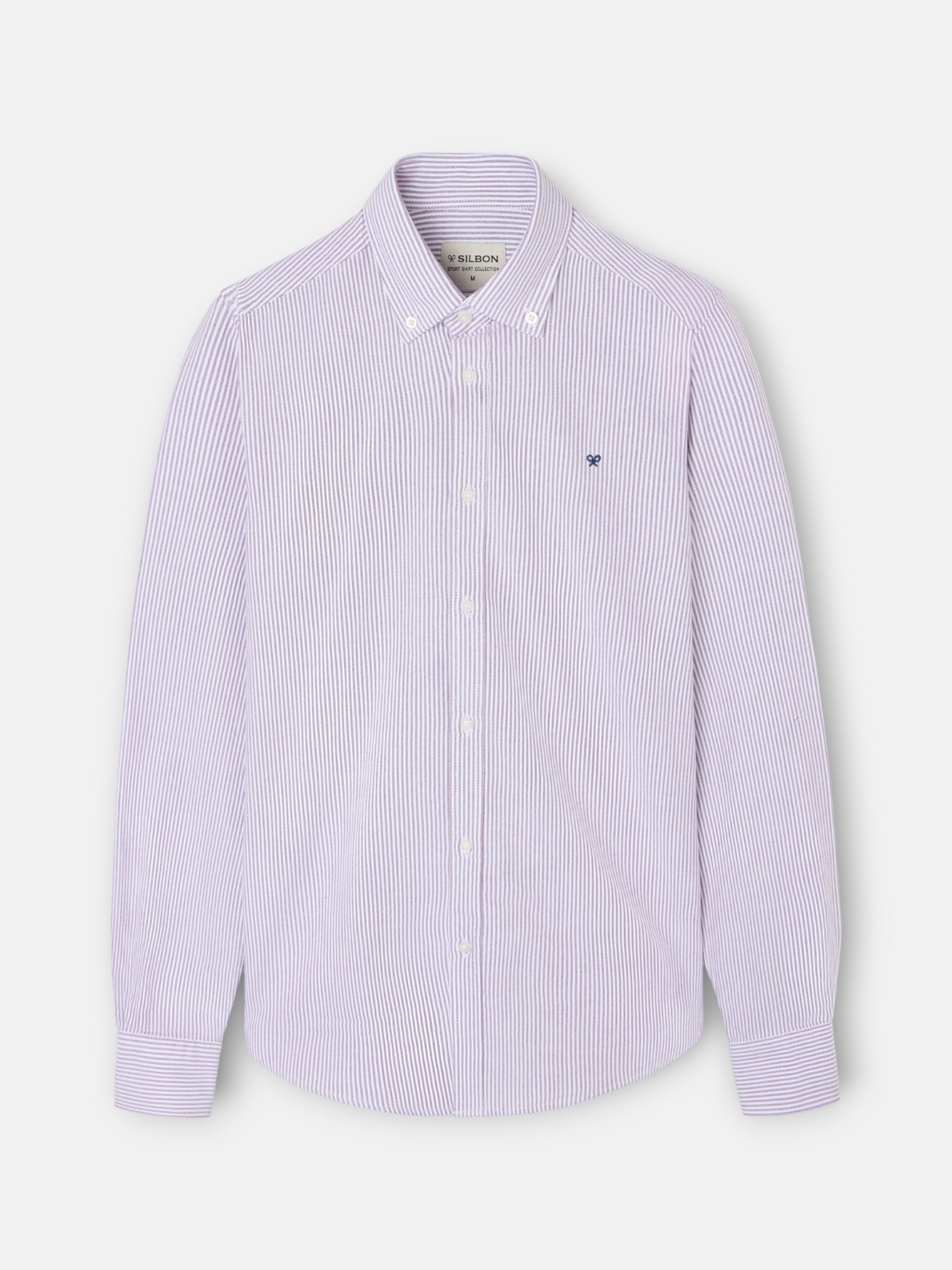 Chemise Oxford sportive à rayures bordeaux