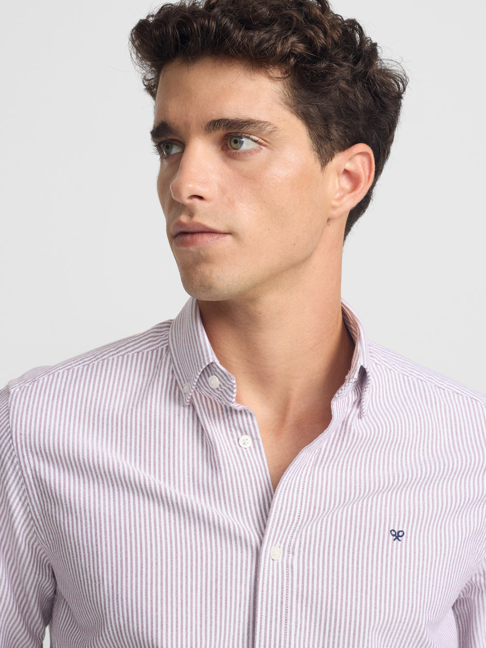 Chemise Oxford sportive à rayures bordeaux