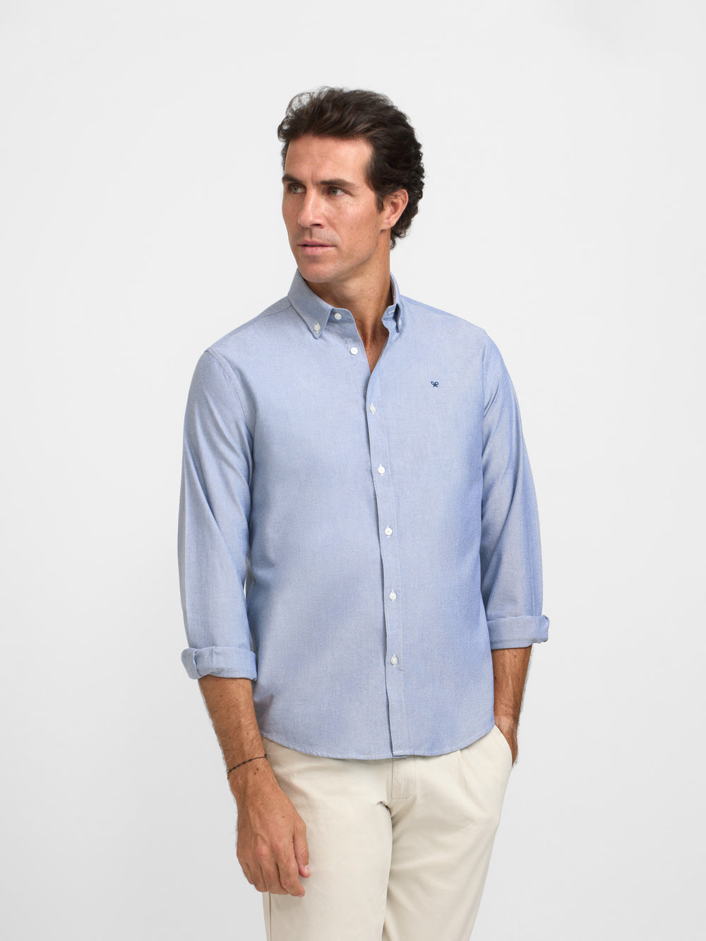 Chemise de sport Oxford bleu marine à raquettes