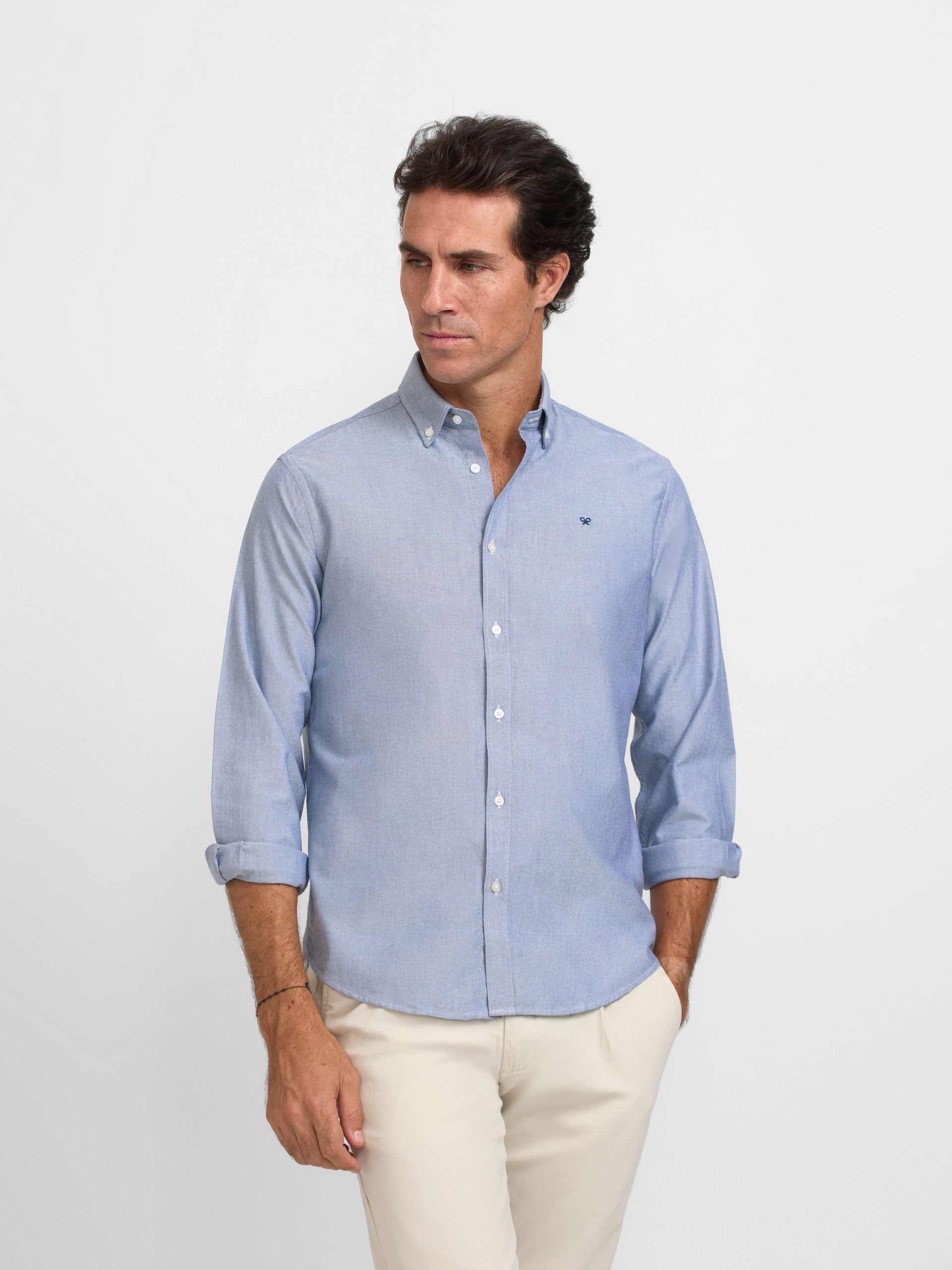 Chemise de sport Oxford bleu marine à raquettes
