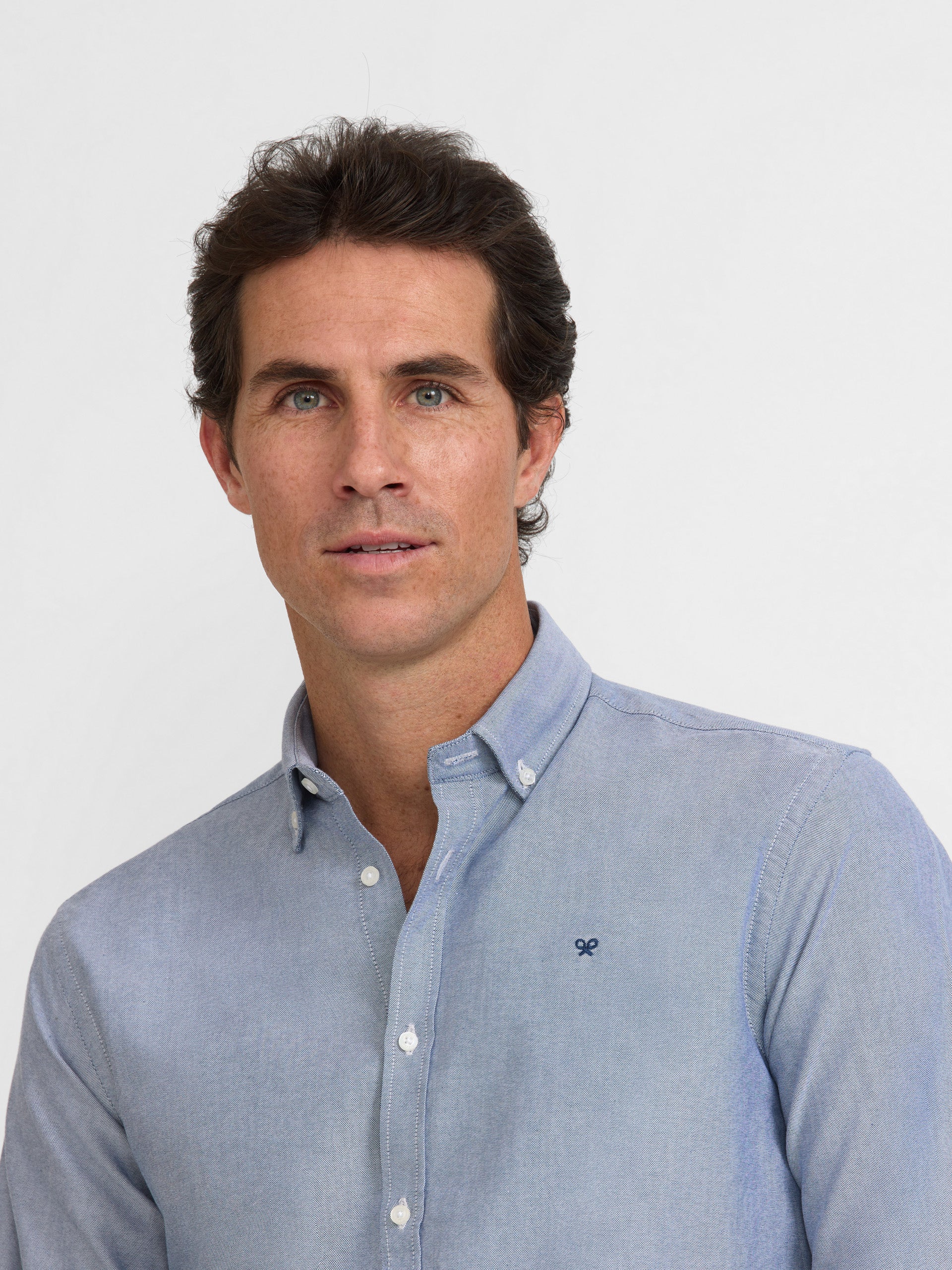 Chemise de sport Oxford bleu marine à raquettes