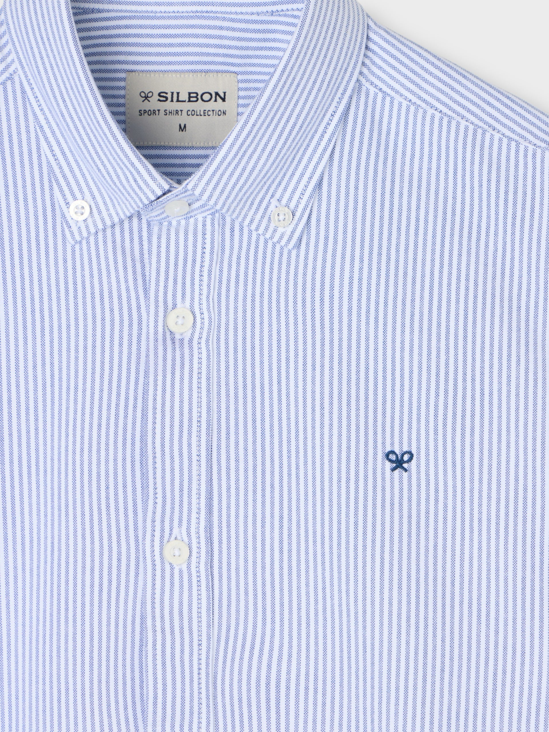 Chemise Oxford sportive à rayures bleu marine