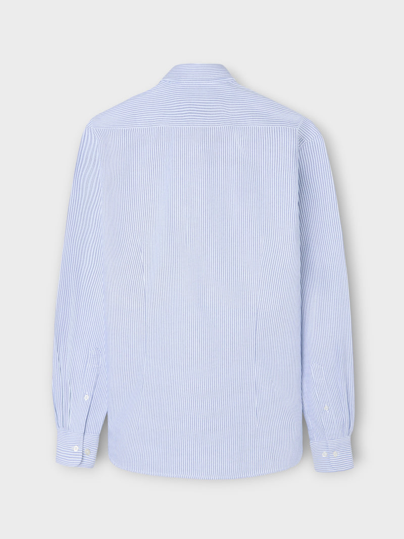 Navy striped oxford sport racket shirt