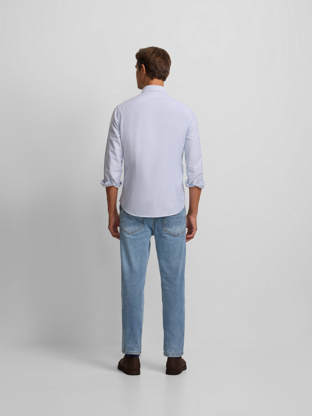 Chemise Oxford sportive à rayures bleu marine