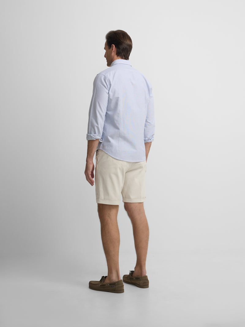 Navy striped oxford sport racket shirt