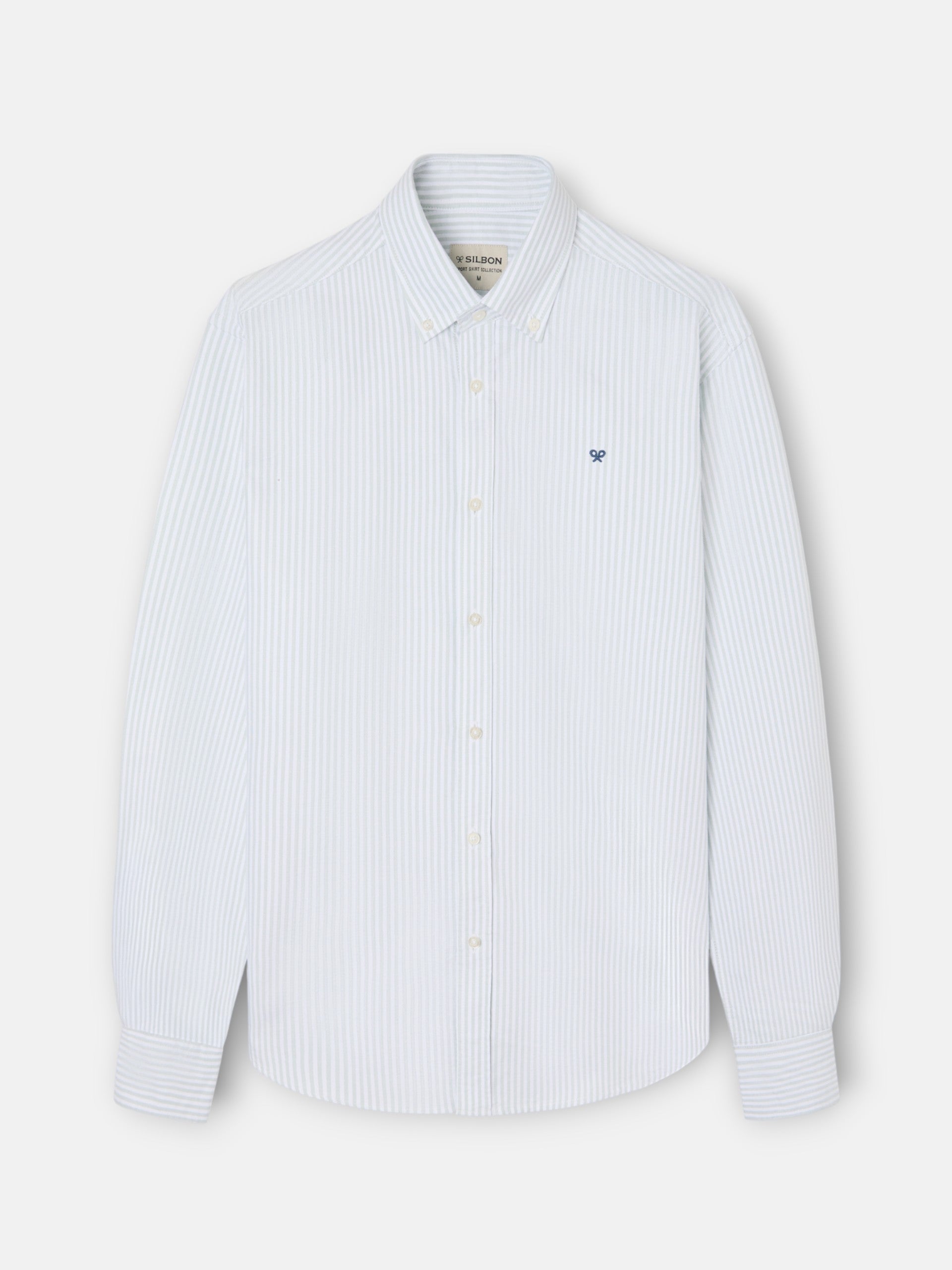 Camisa sport oxford raquete riscas largas verde