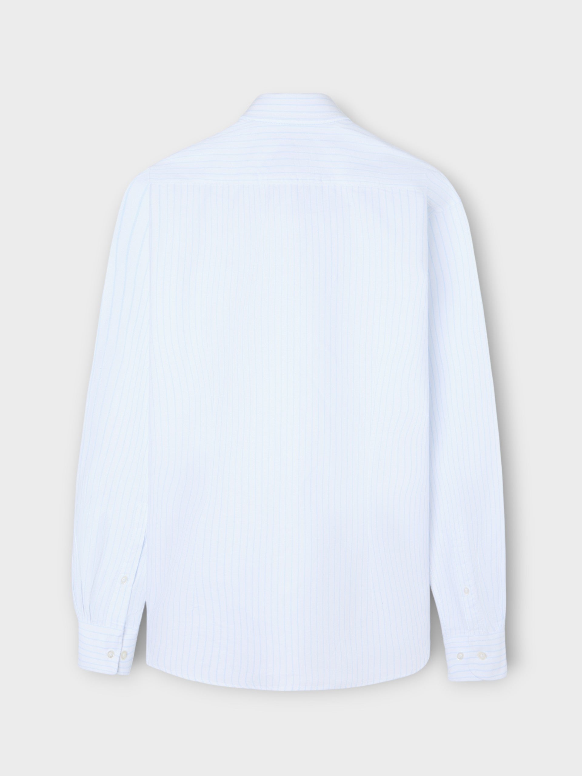 White Oxford sport shirt with light blue fine stripes