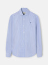 Navy Oxford sport shirt with fine white stripe