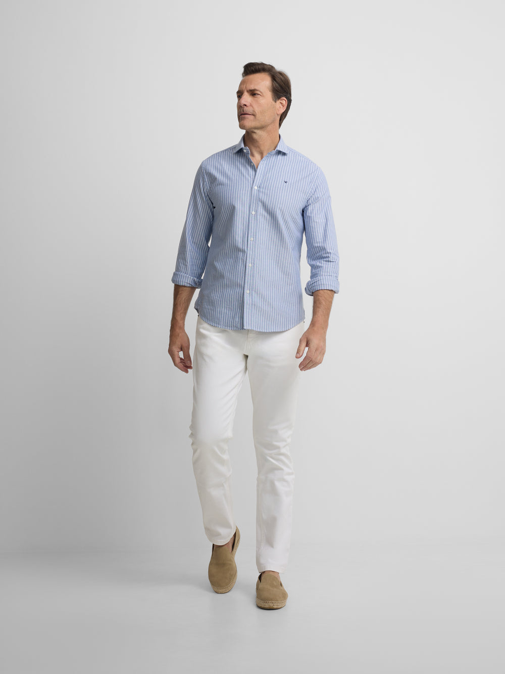 Camisa sport oxford navy raya fina blanca