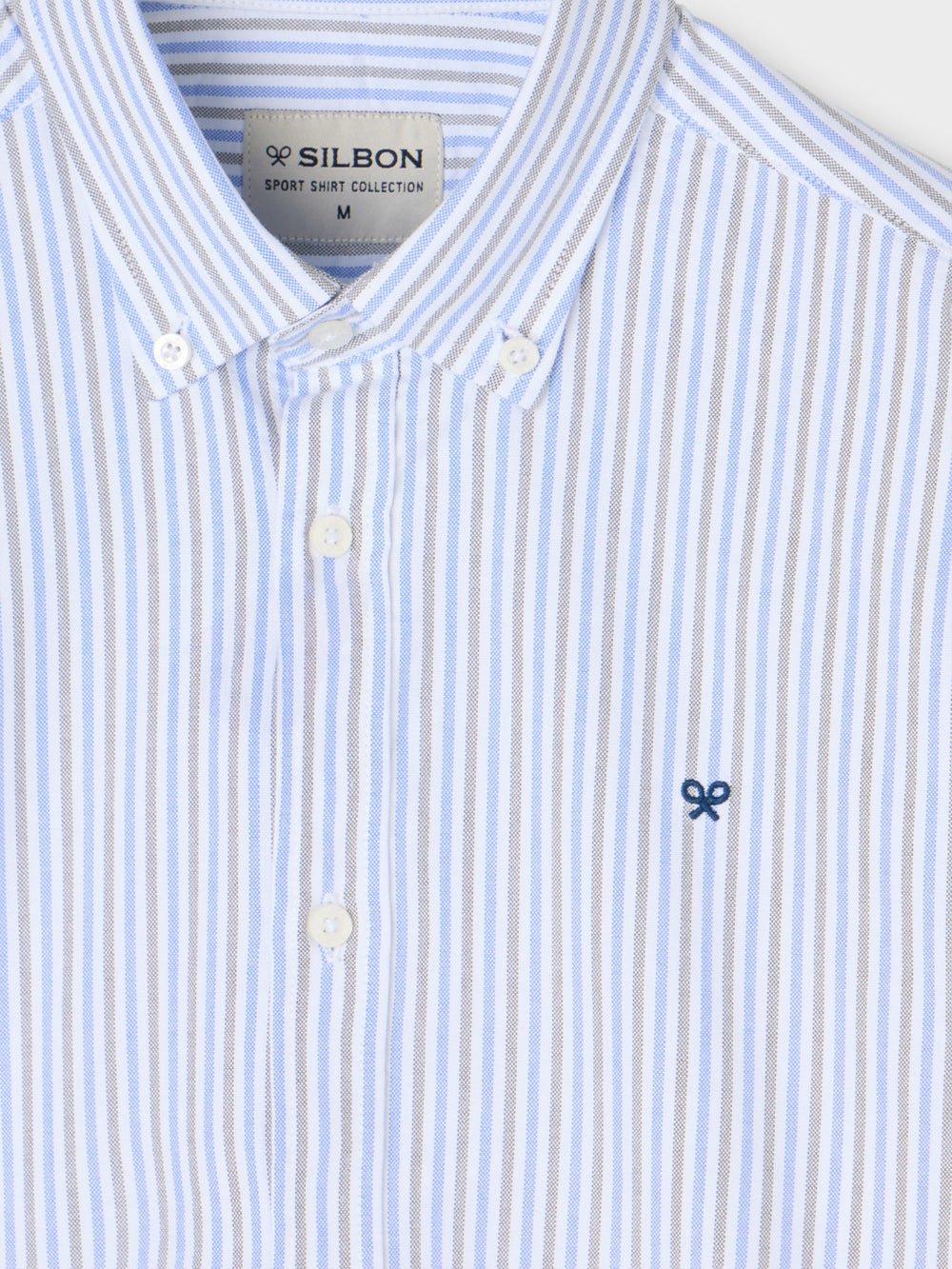 Chemise de sport Oxford à rayures bleu-vert