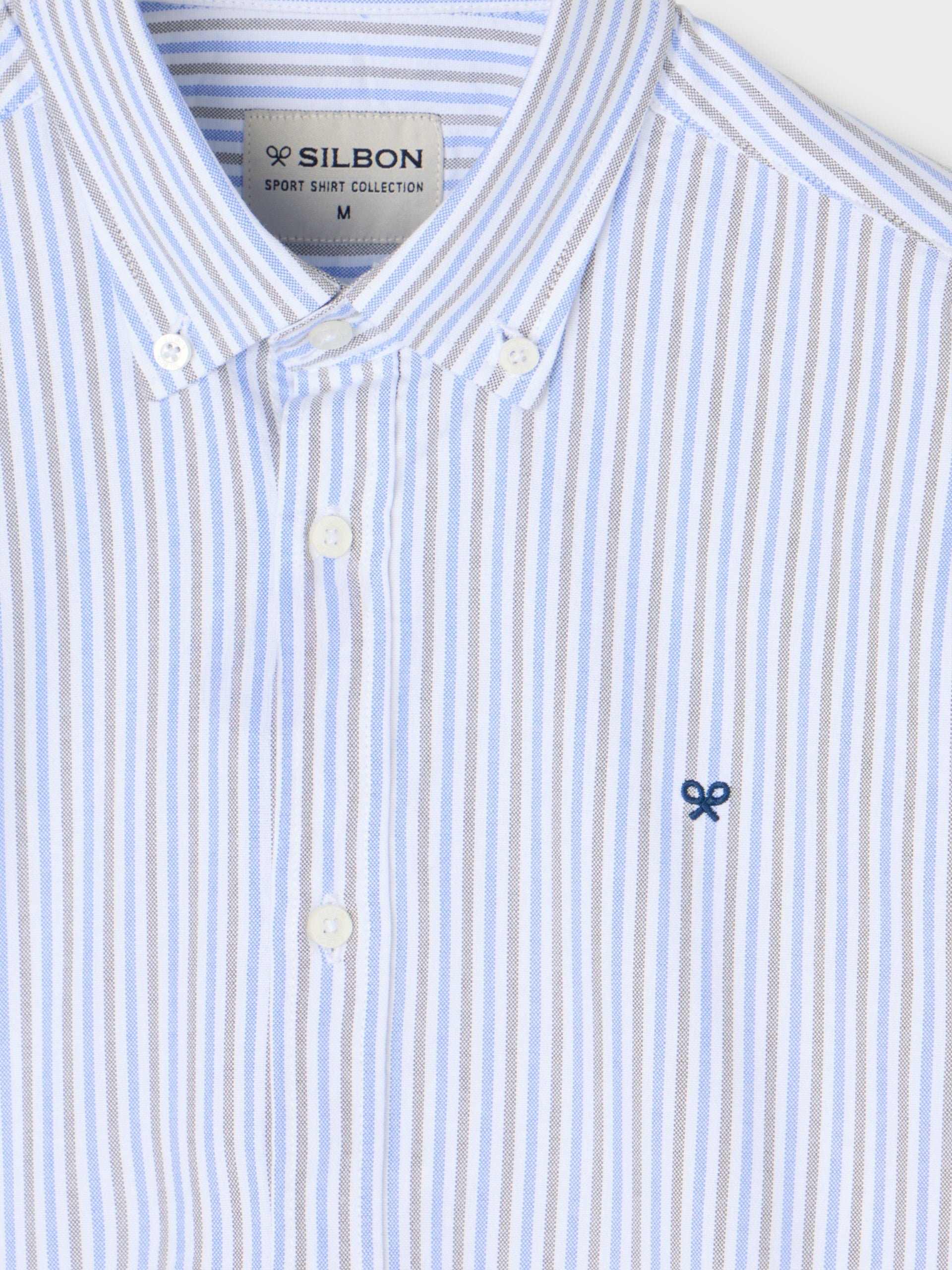 Chemise de sport Oxford à rayures bleu-vert