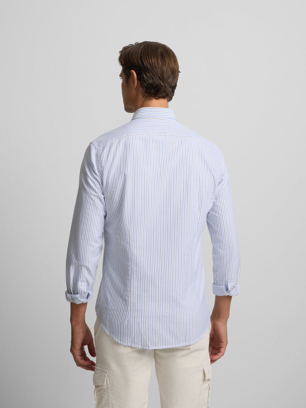 Chemise de sport Oxford à rayures bleu-vert