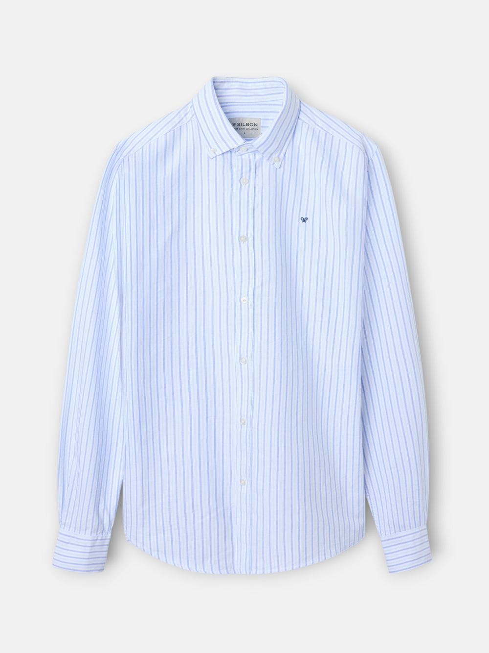 Navy blue striped oxford sport shirt