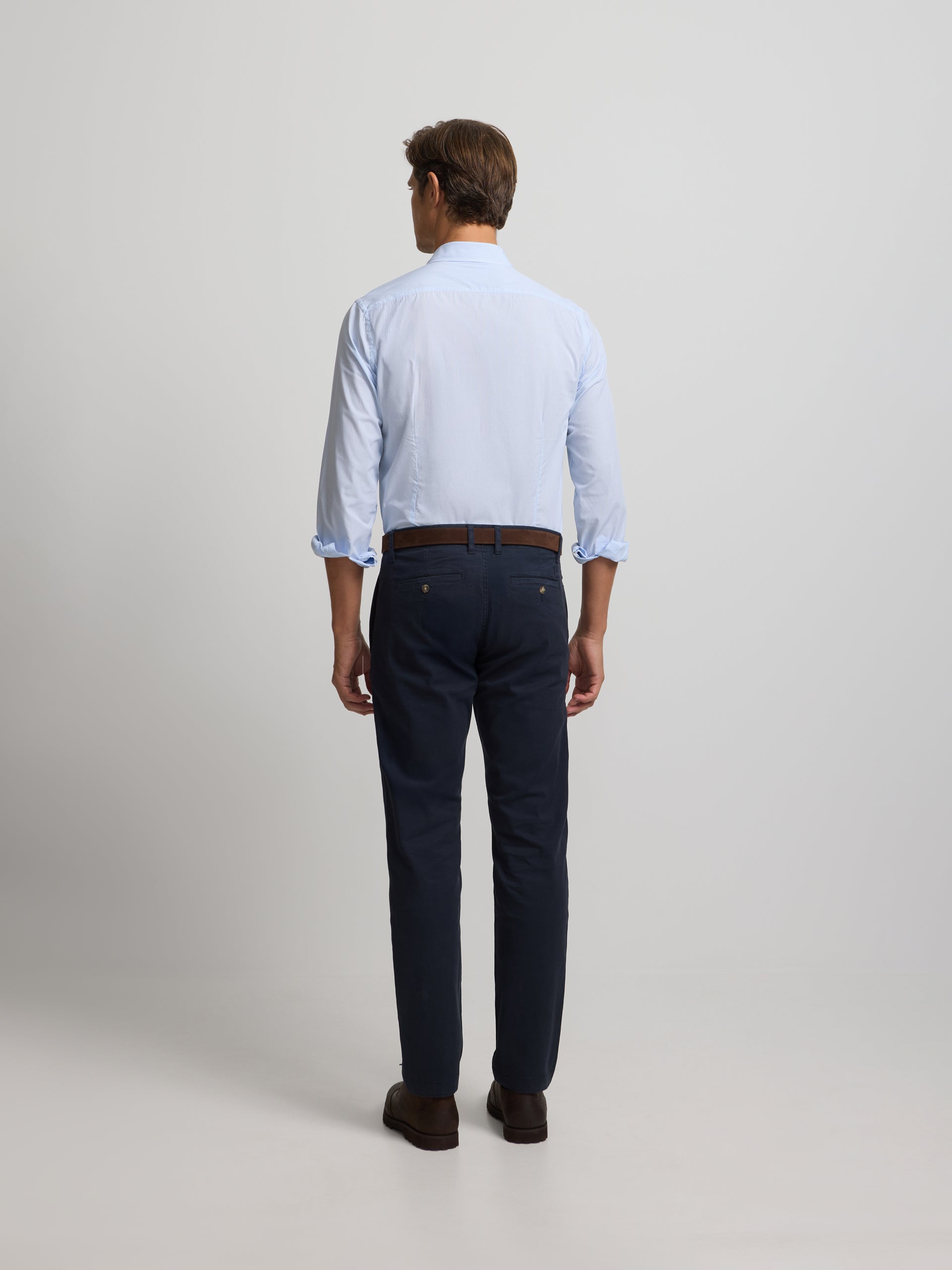 Camisa sport clássica risca azul-claro