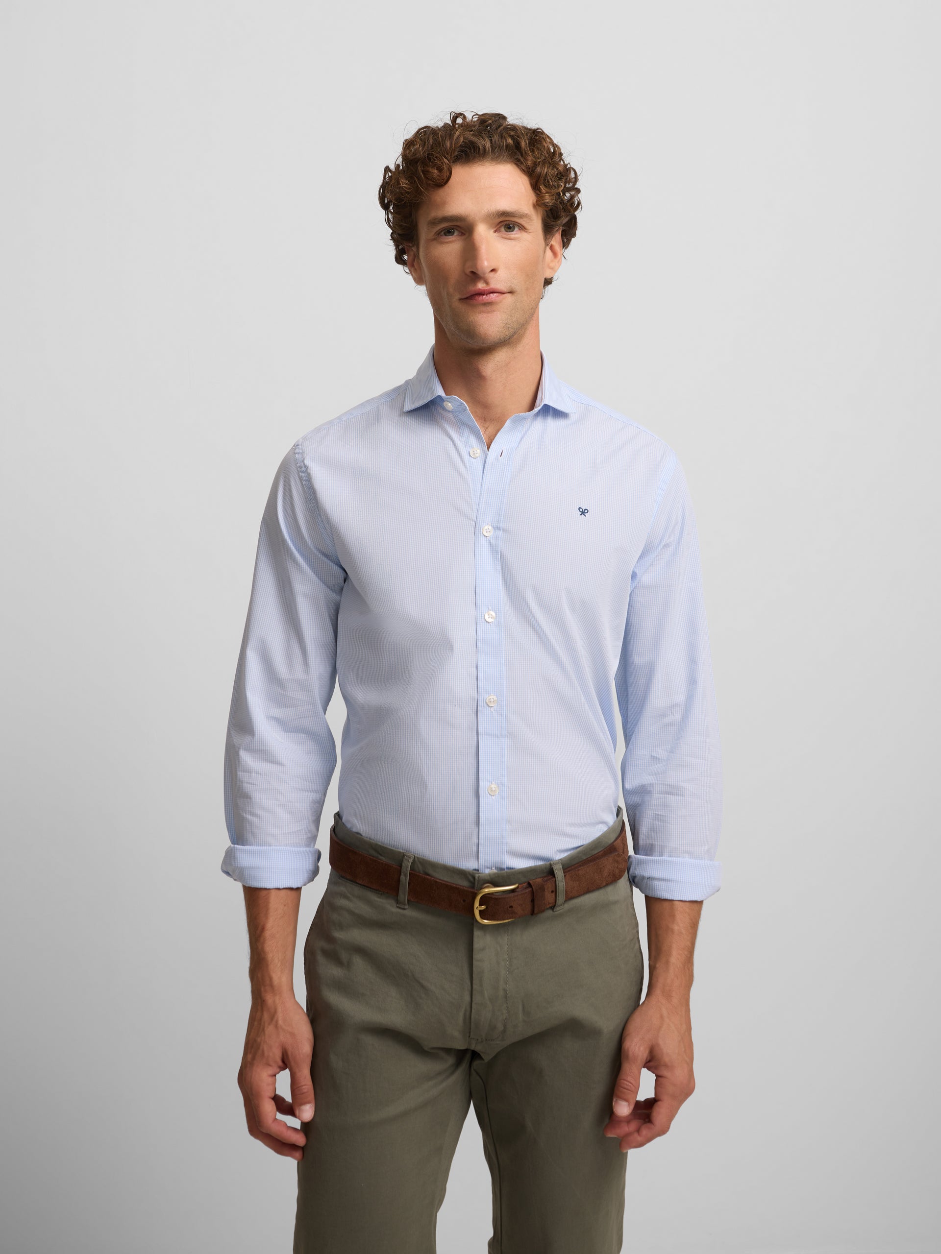 Chemise sport classique à carreaux bleu clair
